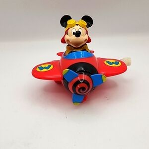 Vintage Mickey Mouse Wind Up Airplane Toy